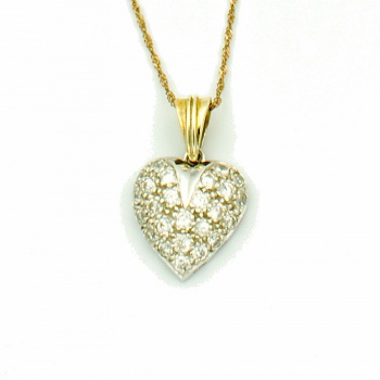 9ct gold Cubic Zirconia heart Pendant with chain